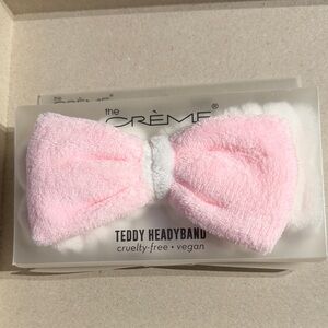 The Crème Shop Pink and White Teddy Headband